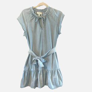 ANTHROPOLOGIE Cloth & Stone Belted Dress Tencel S Frayed cottagecore MSRP $128
